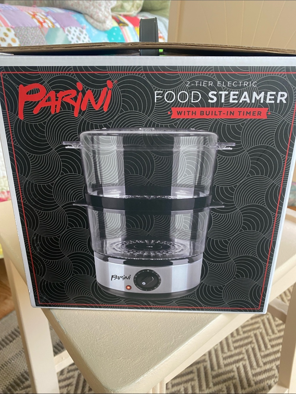Parini 2-Tier Electric Food Steamer — Clear and Silver - Picture 2 of 6